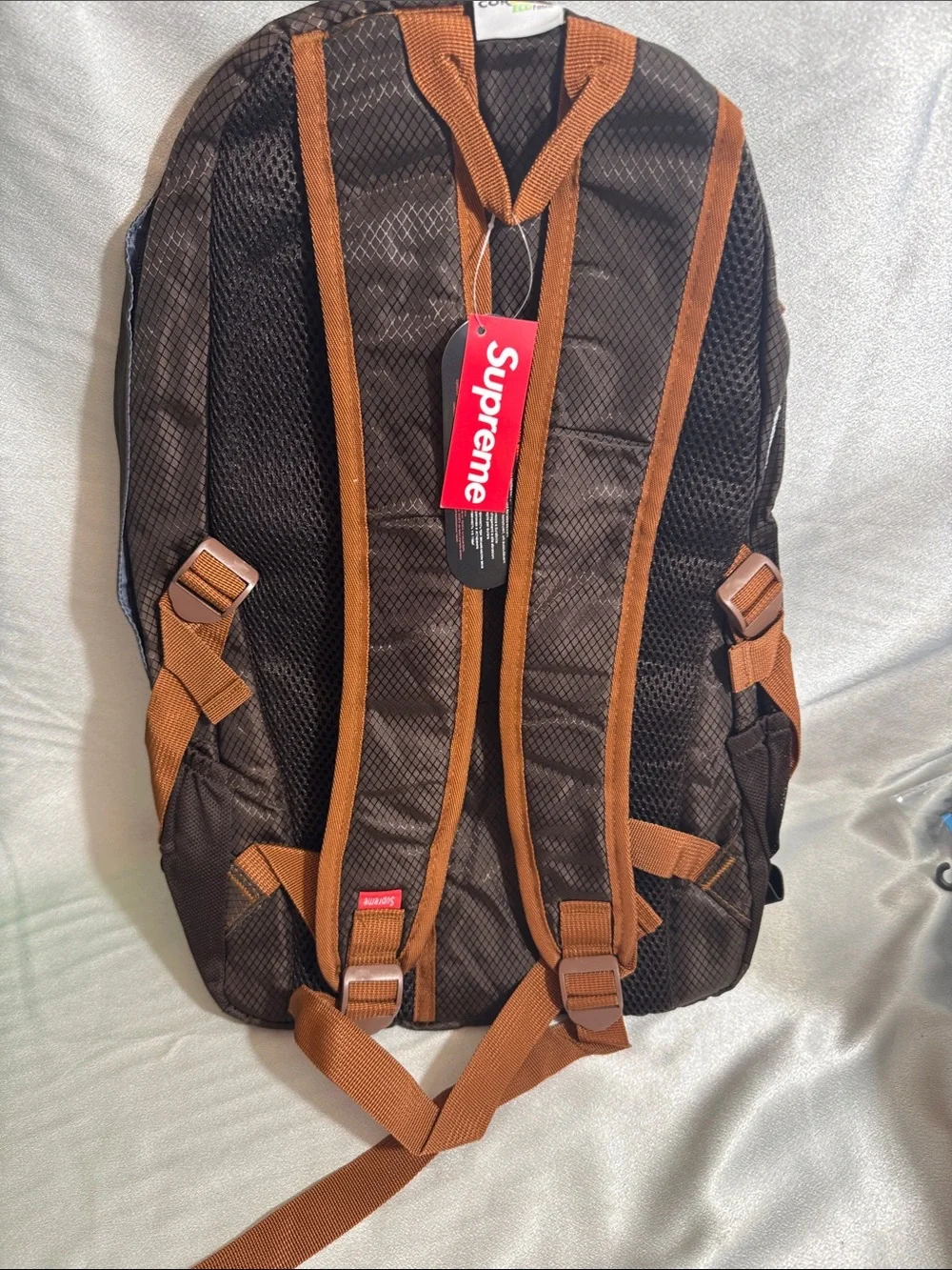 New!🔥Supreme Brown Backpack with Yellow Bungee Cord!🔥